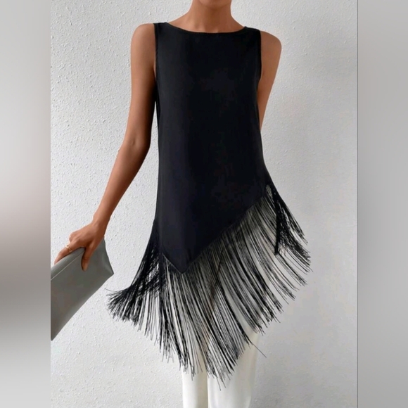 Fringe Asymmetrical Hem Tank,Sleeveless Tops - Picture 1 of 6